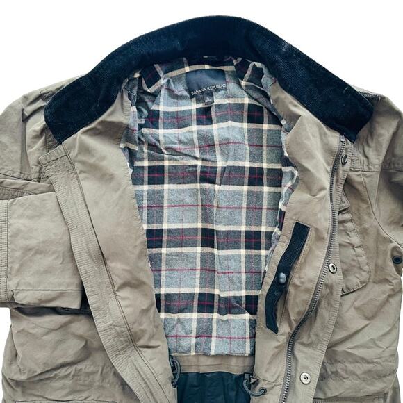 Banana Republic Waxed Barn Jacket Dark Green Size Large Water Resistant Cargo - Picture 4 of 10